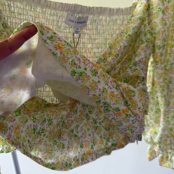 Lost+Wander Cotton square neck Crop Top Floral Print -Size M - Picture 3 of 8